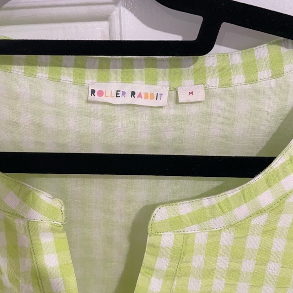 Roller Rabbit Green Gingham Seersucker Cotton Dress Medium - Picture 3 of 4